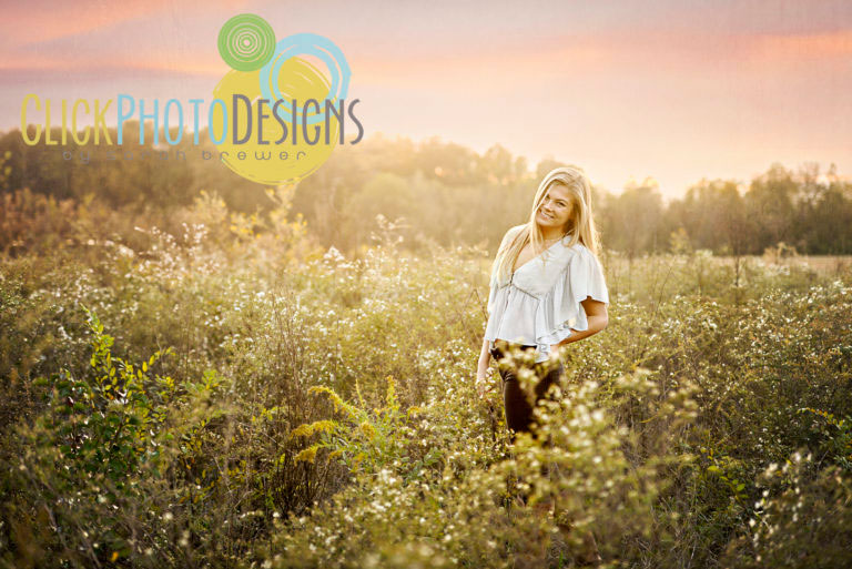 Girl in Field Senior Portraits in Madison, AL